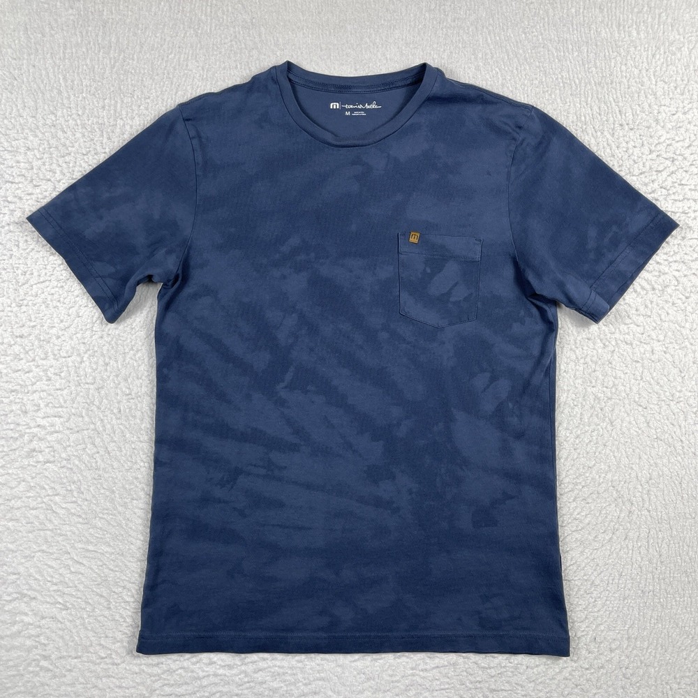 Travis Mathew Pocket T-Shirt Mens Medium Blue Tie Dye Pima Cotton 1MW247 Tee